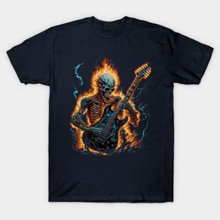 skeleton with fire guitar T-Shirt